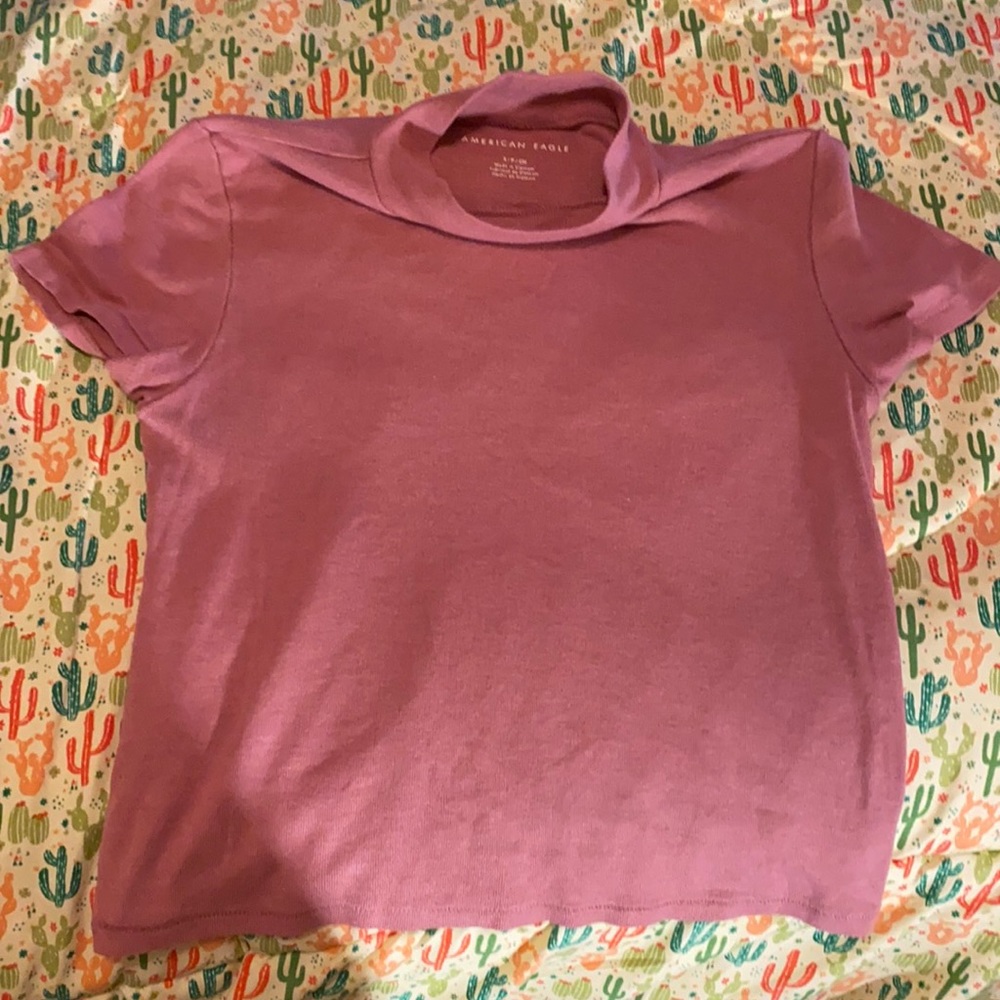 American Eagle Cropped Baby Tee Turtle Neck Color pinkish